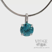 Blue Zircon 14k white gold solitaire pendant. video