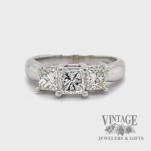 1.11 CTW natural diamond three stone 14k gold and Platinum ring video