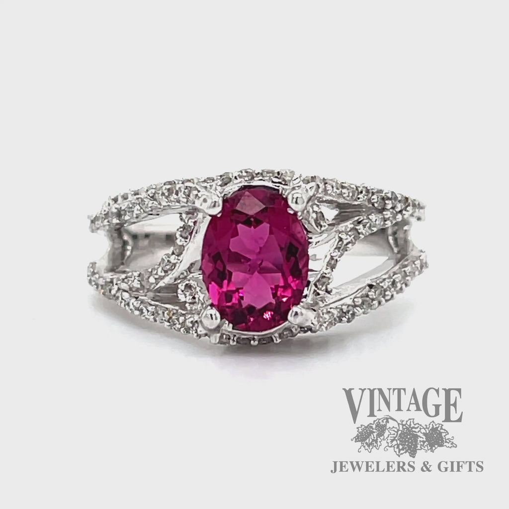 Pink tourmaline and diamond 14KW gold ring video