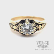 Vintage .75 Carat Natural Diamond 14k Gold Ring Front View