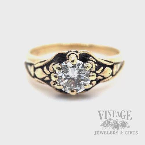 Vintage .75 Carat Natural Diamond 14k Gold Ring Front View