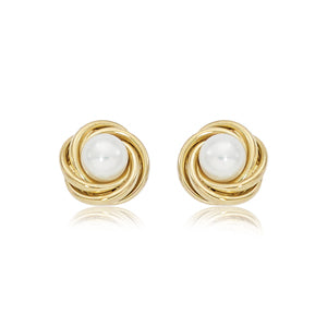 14 karat yellow gold Pearl knot stud earrings