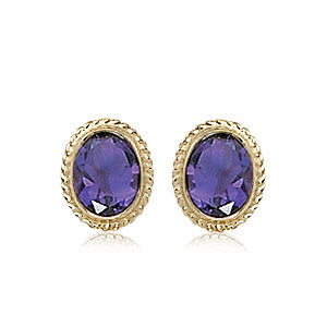 14 karat yellow gold amethyst stud earrings