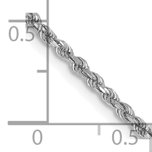 18" 14 karat white gold solid 1.75m rope chain