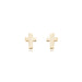 14 karat yellow gold small baby cross stud earrings with screw post and protective back
