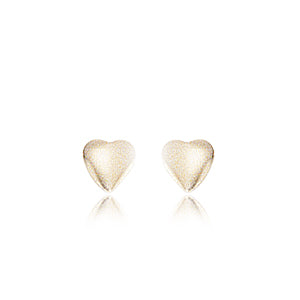 14 karat yellow gold small heart shaped baby stud earrings with screw backs