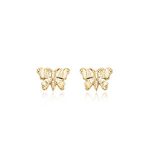 14 karat yellow gold embossed butterfly stud earrings