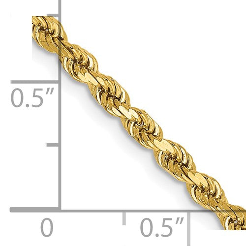 24" 14 karat yellow gold 2.75 mm solid diamond cut rope chain