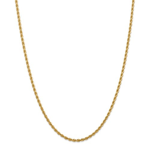 24" 14 karat yellow gold 2.75 mm solid diamond cut rope  chain