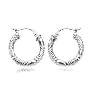 14 karat white gold Medium twisted tube hoop earrings
