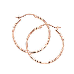 14 karat rose gold, thin medium-small size tube hoop pierced earrings