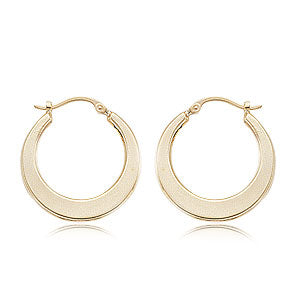 14 karat yellow gold tapered flat crescent shape hoop earrings