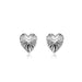 Small 14 karat white gold lined heart shape stud earrings