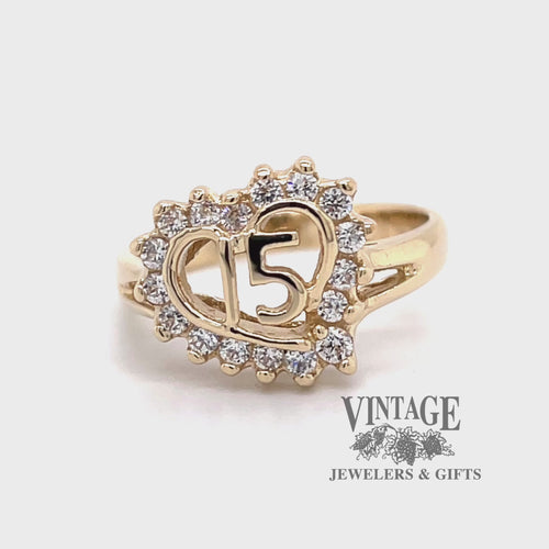 Quinceanera CZ 14ky gold ring video