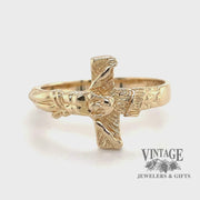 Revolving video of 14 karat yellow gold crucifix ring