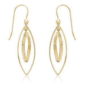 14 karat yellow gold marquise shape pierced drop earrings