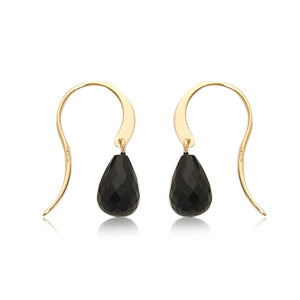 Onyx 14ky gold drop earrings