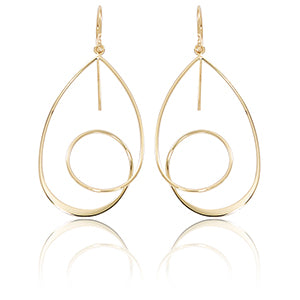 Single spiral 14ky gold drop earrings