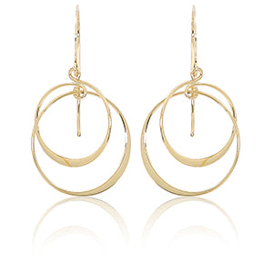 Double link interlocked circle 14ky gold earrings