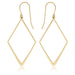 14 karat yellow gold diamond shape wire drop earrings