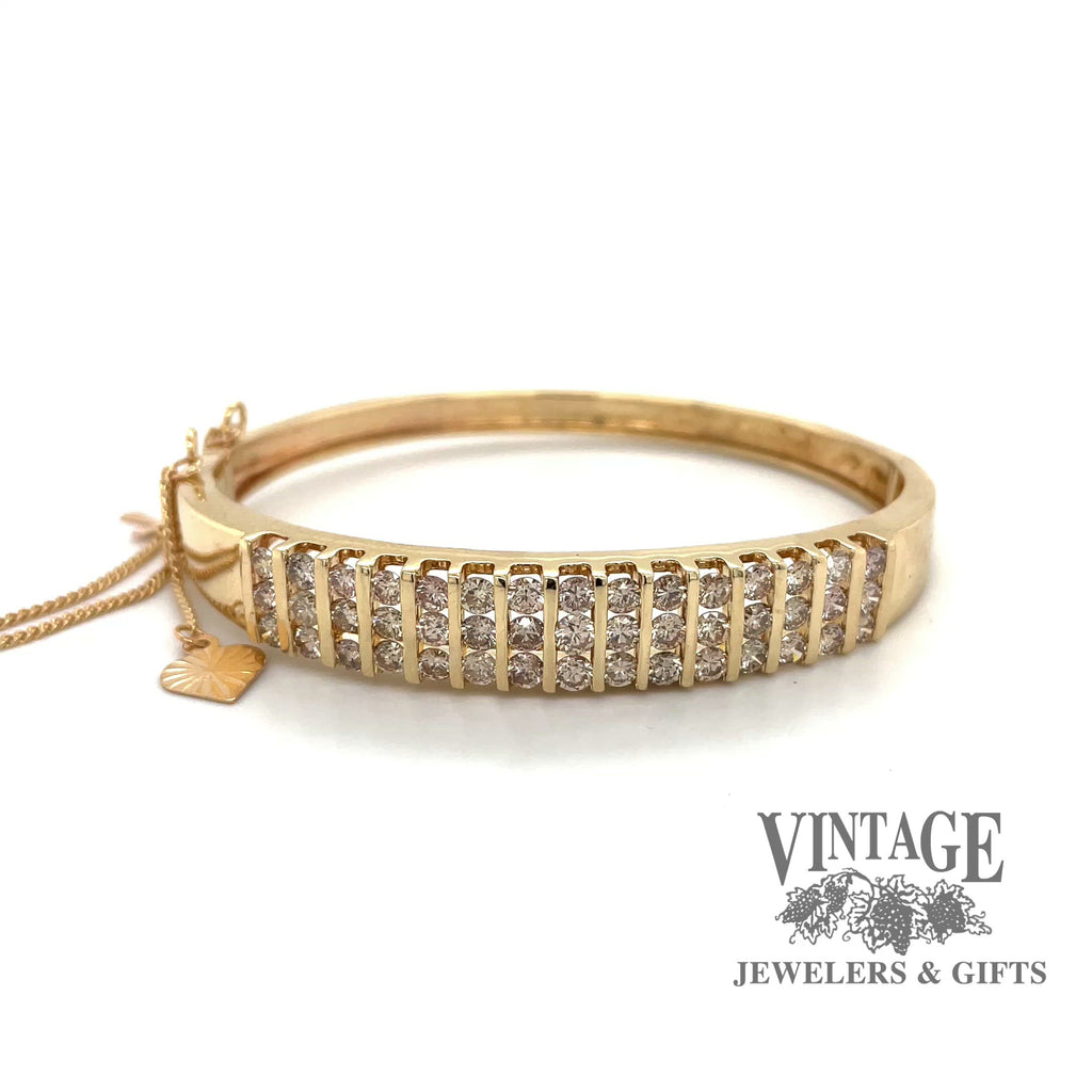 Revolving video of Bar set 14 karat yellow gold diamond bangle bracelet