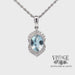 Revolving video of 14 karat white gold aquamarine and diamond 18" necklace