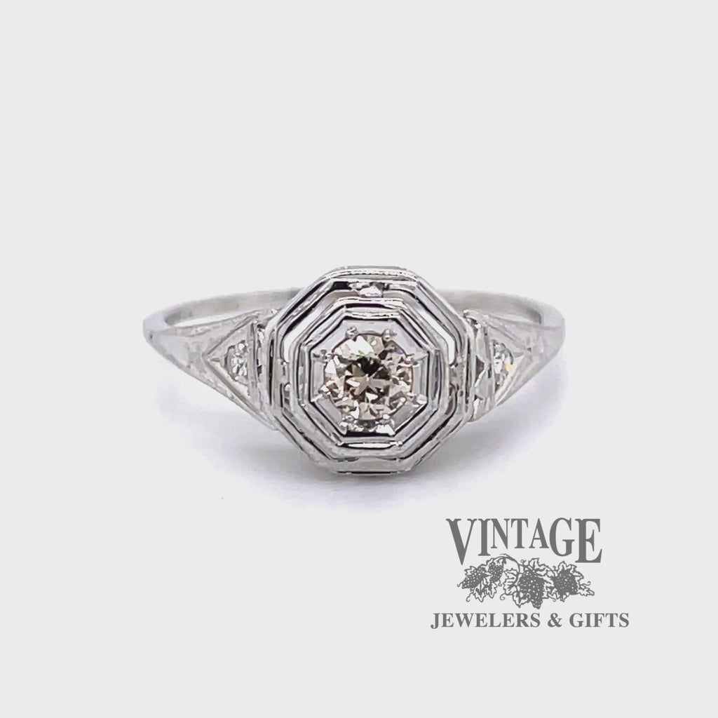 Antique 14kw gold and diamond ring video