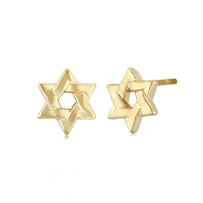 Star of David 14 karat yellow gold stud earrings