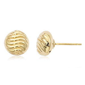 Ripple 8mm round 14 karat yellow gold stud earrings