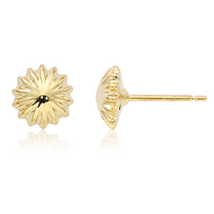 14 karat yellow gold scalloped dome stud earrings