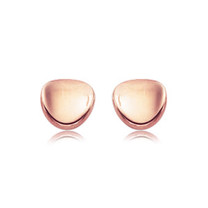 Wavy disk 14k rose gold stud earrings