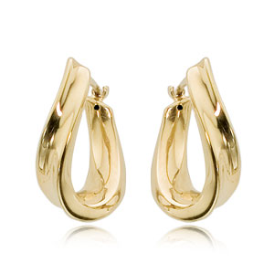Twist 14ky gold snapdown hoop earrings