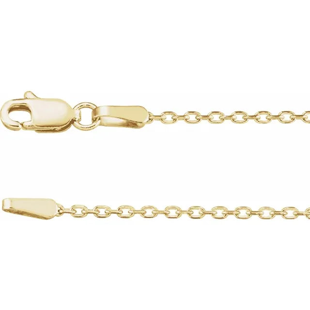 18" diamond cut cable chain in 14ky gold