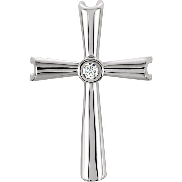14 karat white gold solitaire diamond cross