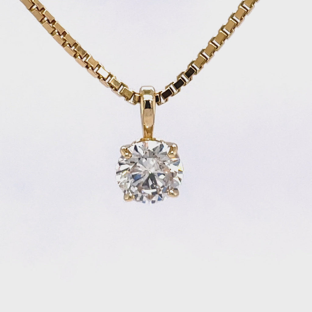 1.12 carat round natural diamond 14ky gold pendant video