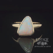 Natural white opal in 14ky gold ring video
