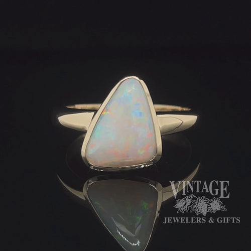 Natural white opal in 14ky gold ring video