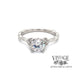 Revolving video of 14 karat white gold diamond semi mount engagement ring with diamond leaf design