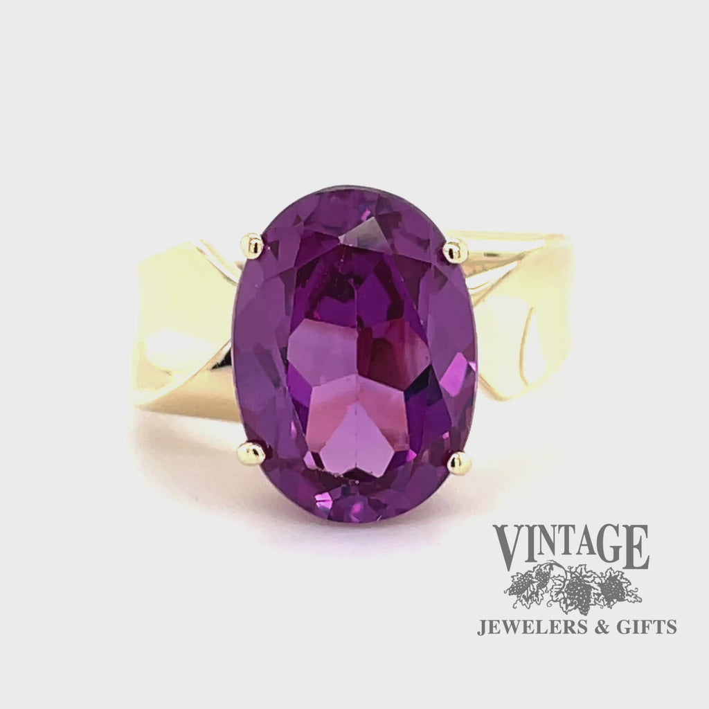 Oval amethyst 14ky gold bypass ring video