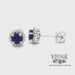 Revolving video of 14 karat white gold blue sapphire and diamond stud earrings