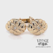 Checkered pattern 14ky gold and diamond oval cuff links video