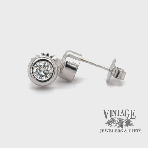 .48 CTW diamond bezel 14kw gold stud earrings video