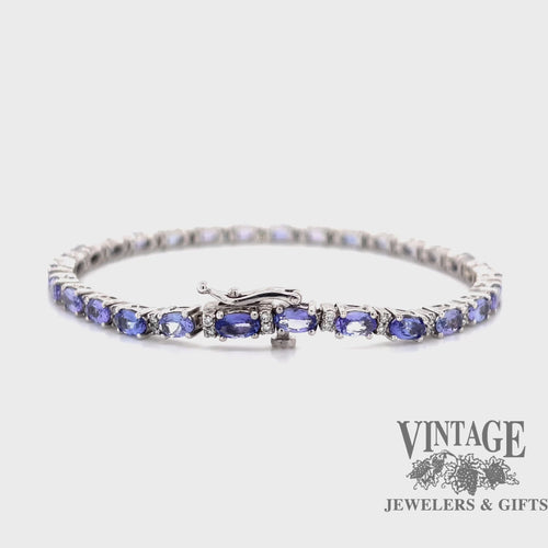 Tanzanite and diamond 18kw gold tennis bracelet video