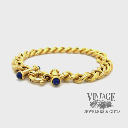 Twisted link hollow 14ky gold and blue lapis bracelet video