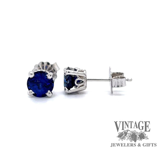 1.46 carat 14k white gold Blue Sapphire stud earrings