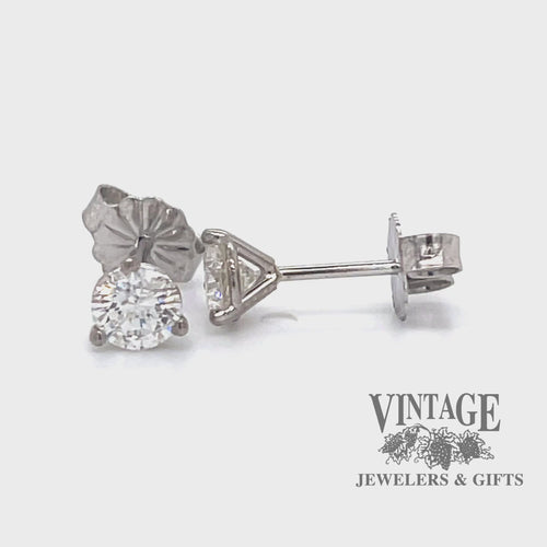 .65 carat 14kw gold diamond stud earrings video