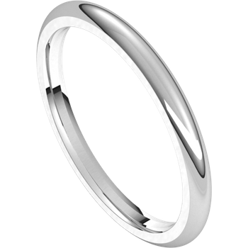 2 mm comfort fit band in 14 karat white gold
