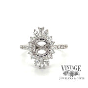 Revolving video of 14 karat white gold Diamond halo ring mounting for 1 ct center