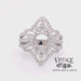 Revolving video of 14 karat white gold pave diamond marquise shape semi mount ring.