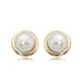 14 karat yellow gold fresh water cultured pearl button earrings